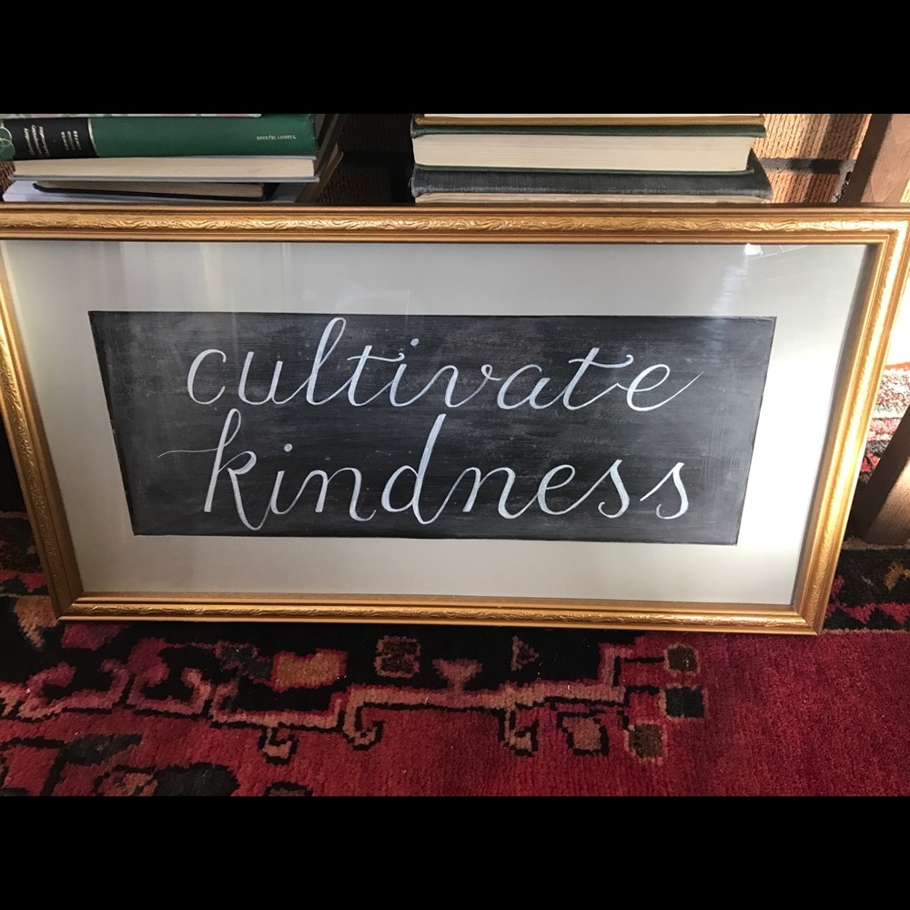 Cultivate Kindness large wall decor art sign gold frame chalkboard glass - Picture 1 of 5